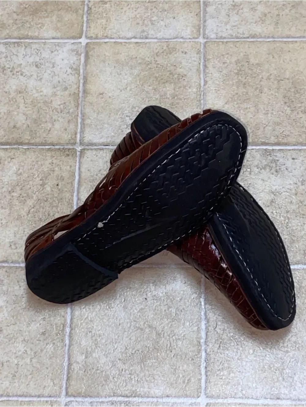 Men’s Brown Woven Leather Slip-On Shoes 29 Mexico US 10.5